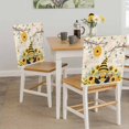 thumbnail image 5 of Bees Dwarfs Dining Chair Back Cover Only, Yellow Sunflowers Branch Spring Flower Plant Vintage Set of 4 Chair Back Covers, Removable Washable for Dining Room, Banquet & Holiday Decoration, 5 of 9