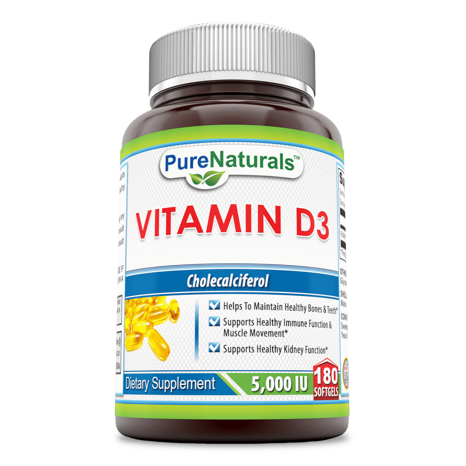 Pure Naturals Vitamin D3 5000 IU 180 Softgels