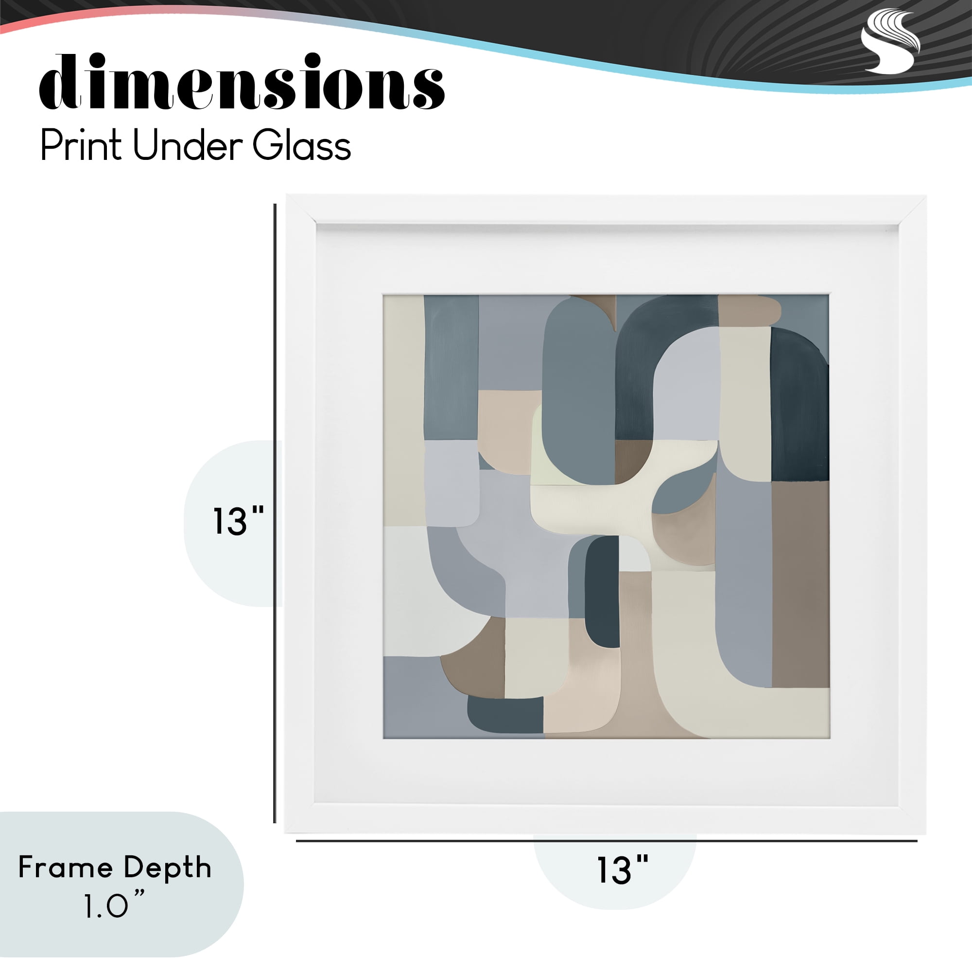 Stupell Industries Bauhaus Blue Curves White Framed Print Under Glass, design by Annabelle Hall