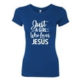 thumbnail image 2 of Wild Bobby Just A Girl Who Loves Jesus Inspirational/Christian Women Slim Fit Junior Tee, Royal, X-Large, 2 of 5