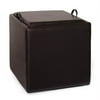 Faux Leather Storage Ottoman With Wood T