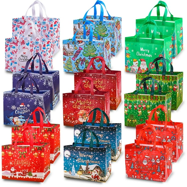 Bolsas de regalo de Navidad JWSCYSY, 18 piezas, reutilizables, no tejidas