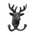 thumbnail image 3 of Perchero de pared de hierro fundido Macarena con forma de cabeza de ciervo con dos ganchos, 3 of 8