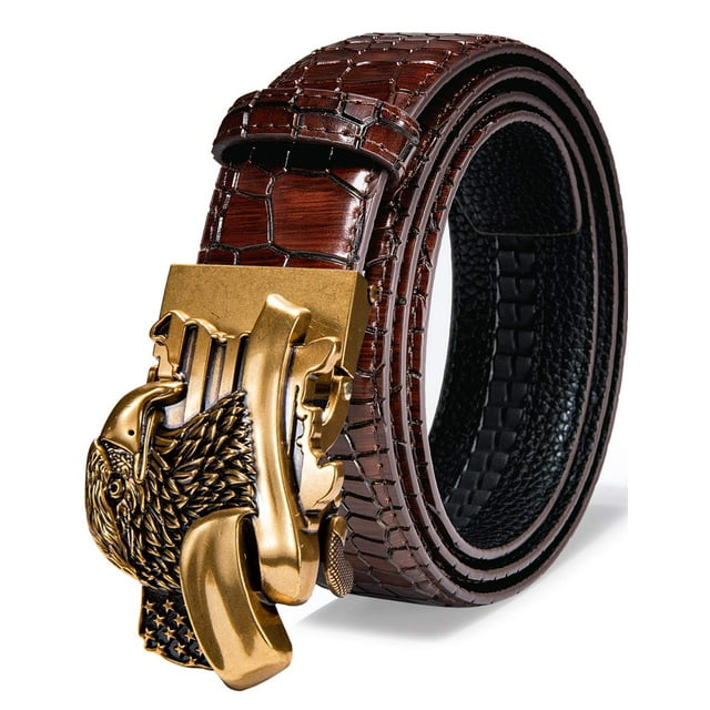Cinturón con trinquete para hombre, piel Wang Gold Slide, 3,5 cm