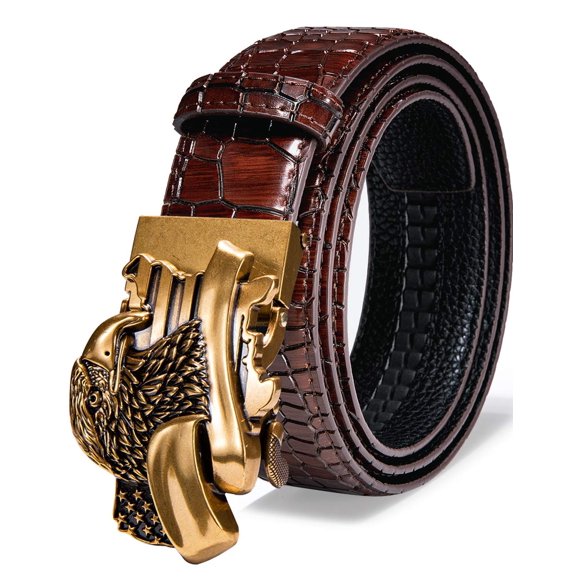 Cinturón con trinquete para hombre, piel Wang Gold Slide, 3,5 cm