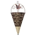 thumbnail image 1 of Wrought Iron Hanging Basket Rattan Wicker Cone Shape Flower Plant Pot, 1 of 5
