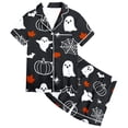 thumbnail image 4 of Outfit Sets for Girls Halloween Elements Pattern Print Short Sleeve Shirt Shorts 2 Piece Outfits Size 2-3Y, 4 of 4