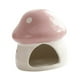 thumbnail image 5 of Casita de cerámica para hámster, escondite para cobayas, con forma de seta, para exteriores, creativa y resistente. Rosa, 5 of 9