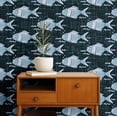 thumbnail image 2 of S4Sassy Self-Stick Decorative Boho Wallpaper, Fish Motif Wall Paper, Textured Vinyl Waterproof Contact Paper, Blue, 25"X360" Removable Renter Friendly Wall Covering For Bedroom, Dining Room, 2 of 9
