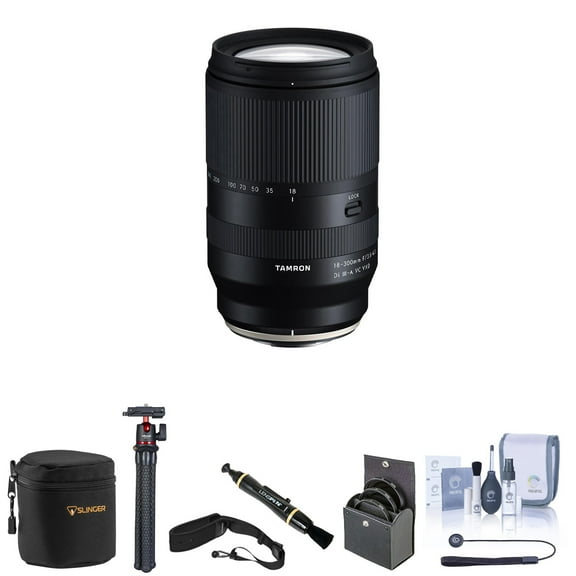 Tamron 17-70mm f/2.8 Di III-A VC RXD Lens for Fujifilm X Bundle with 67mm Filter Kit, Tripod, Camera Strap, Lens Case, Lens Cleaner