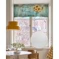 thumbnail image 4 of Turquoise Sunflower Linen Curtain Valance for Bedroom/Bathroom/Kitchen/Living/Dining Room Window,Vintage Yellow Floral Motivational Quote Pocket Topper Drapes Decorative Cafe Drapery Panel 42"x12", 4 of 6