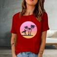 thumbnail image 2 of Western Shirts Casual Tee for Women 2024 Summer T Shirt Short Sleeve Crewneck Beach Tops Vintage Country Graphic Red XL, 2 of 4