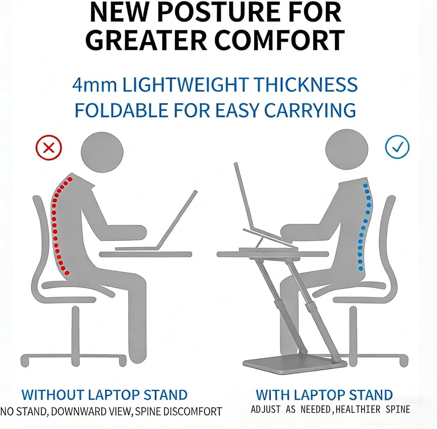 Portable Laptop Stand, Ergonomic & Foldable, Computer Stand 7 Adjustable Angles, 360° Rotating, Cooling Vent Design, Lightweight for Desk, Office, Travel, Home