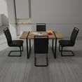 thumbnail image 3 of Industrial Farmhouse Dining Table Set with 4 Ergonomic High-Back PU Chairs, Rectangular MDF Tabletop & Black Metal Legs, Modern Kitchen Dining Furniture, Quick Assembly, 3 of 9
