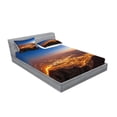 thumbnail image 2 of Ambesonne Landscape Fitted Sheet & Pillow Sham Set, Twilight City, Queen, Brown Orange Blue, 2 of 2