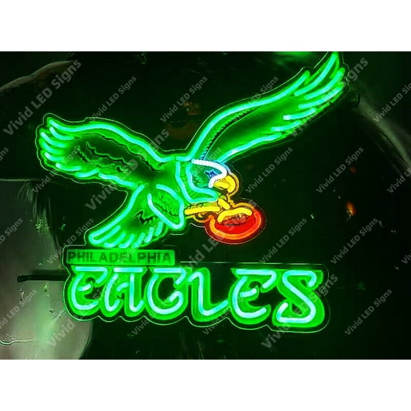 Queen Sense 24"x20" For Philadelphias Sports League Eagles LED Sign Light Neon Signs With Dimmer Party Home Wall Decor Lights W124PELV3VVD-XLED