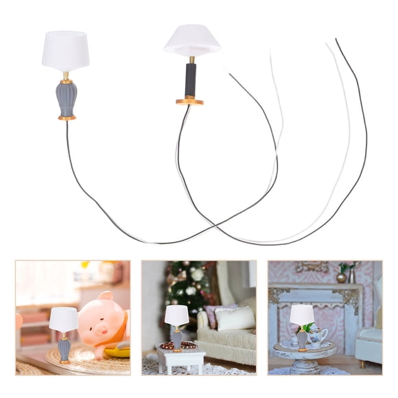WEUVEB 2pcs Miniature Table Lamp for Miniature Lighting Model Multi Plastic Decorative Light for DIY Miniature Scenes
