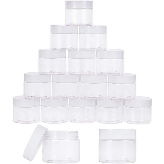 18pcs Round Clear Plastic Storage Jars 1.76 Oz(50ml) Wide-mouth Containers with Lids for Liquid Creams Lip Balm Make Up Travel