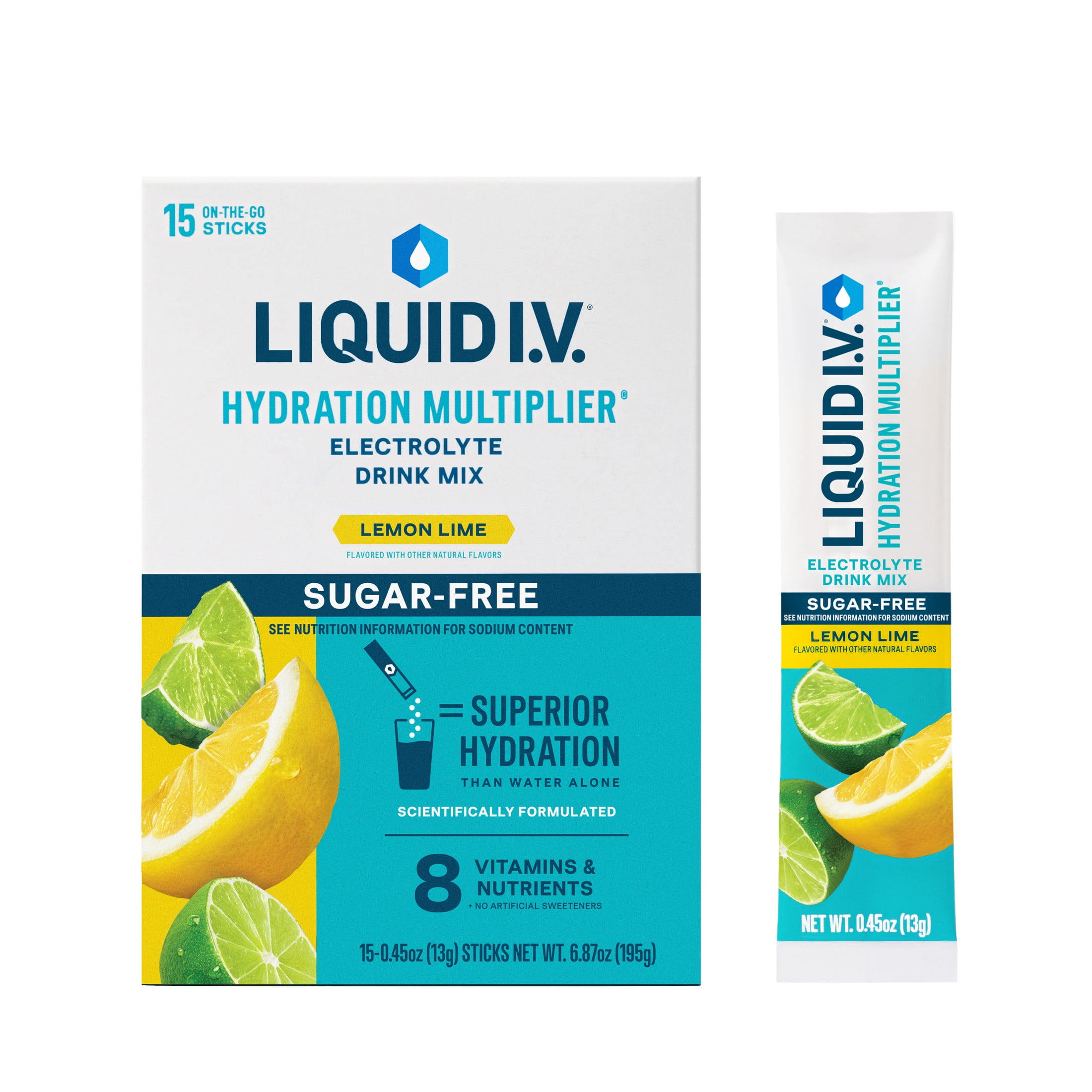 Liquid I.V.® Lemon Lime + Raspberry Melon Sugar Free Hydration Multiplier® Combo Pack, 15 count + 6 count packets, 2 pack
