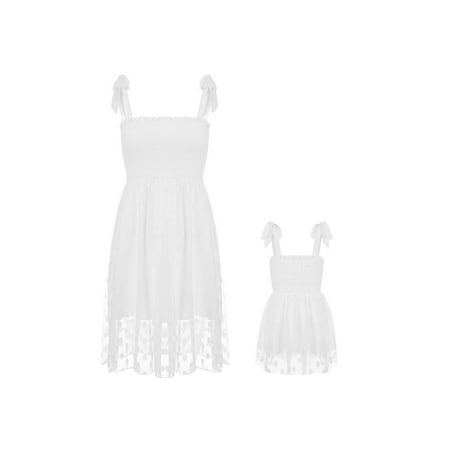 

Woshilaocai Summer Mom and Daughter Dress Family Matching Clothes Sleeveless Bandage Lace Dress For Mommy and Me Clothes