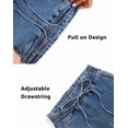 thumbnail image 3 of roswear Women's Capri Petite Jeans High Waisted Pull on Stretchy Denim Pants with Drawstring, 3 of 6