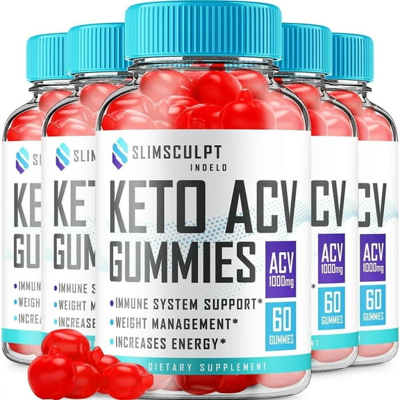 5 Pack Slimsculpt Keto ACV Weight Loss Gummies - Advanced Formula Slim Sculpt Keto plus ACV Gummies Apple Cider Vinegar Keto Slimsculpt ACV Gummies Dietary Supplement Reviews Men Women 300 Gummies