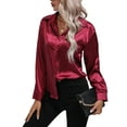 thumbnail image 1 of Innerwin Shirts Long Sleeve Ladies Tunic Tops Office Button Down Soft Blouse Claret 2XL, 1 of 5