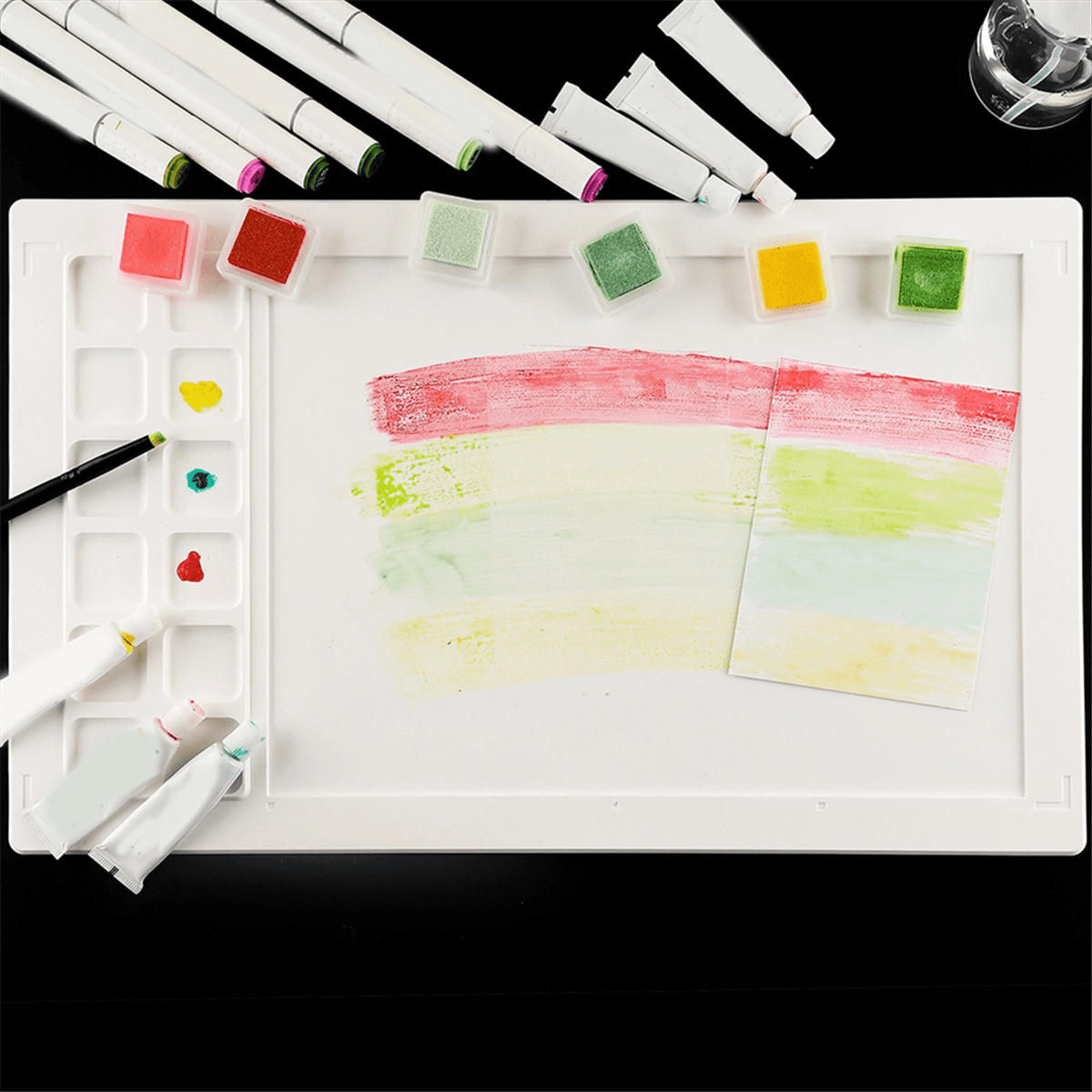 HOT Non-Stick Silicone Craft Mat Painting Pigment Palette Pad Watercoloring Stamping Crafting Tool