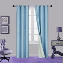 1 Pair Light Blue Sky Noa 84" Length Insulated Lined 100% Heavy Thick Blackout Silver Grommet Window Curtain Panels Drapes Not See Through Energey Saving