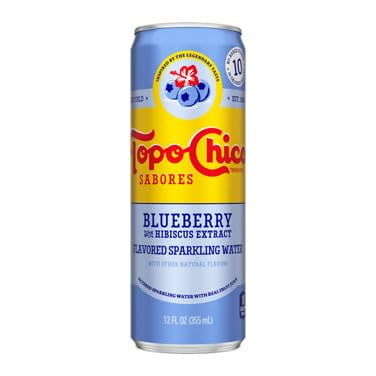 Topo Chico Sabores, Blueberry Hibiscus Sparkling Water, 12 Oz Can
