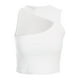 thumbnail image 3 of Chaleco de mujer sin mangas de color sólido con hombros descubiertos y camiseta sin mangas delgada de algodón, blanco, L Advancent AP001384-03B, 3 of 7