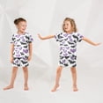 thumbnail image 5 of Bats Purple Hearts Pattern Summer Pajama Set Soft Cotton Short Sleeve Sleepwear 2PCS Pajama Sets Breathable Lounge Set Size 10Y, 5 of 7