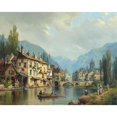 thumbnail image 3 of Charles Euphrasie Kuwasseg 14x12 Black Modern Framed Museum Art Print Titled - An Alpine Town in Spring, 3 of 5