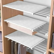 Adjustable Storage Rack Tension Shelf Closet Expandable Closet Shelf Rod,Expandable Closet Tension Shelf Storage Rack for Wardrobe, Kitchen, Bookcase(White,Length: 19.7-31.5 inch Width: 9.44 inch)