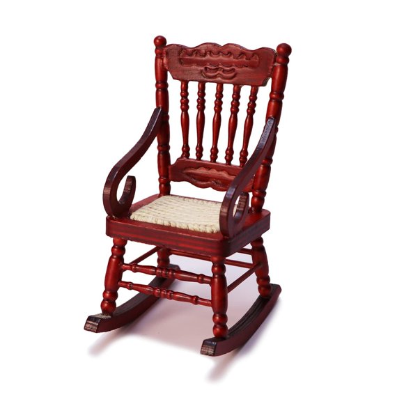 Chaises de Maison de Poupée 2 Pcs Chaise Berçante Miniature Échelle 1:12 Accessoires de Meubles en Bois Mini Maison Décoration de Gâteau Extérieur Modèle Scène de Salon Artisanat de Noël
