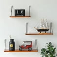 thumbnail image 5 of 1-Tier Wooden Multi-Functional Storage Rack Hanging Wall Storage Holder for Living Room Bedroom Decor - Brown S, 5 of 6