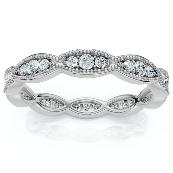 3/8ct Diamond Eternity Ring Stackable Womens Wedding Band 14k White Gold
