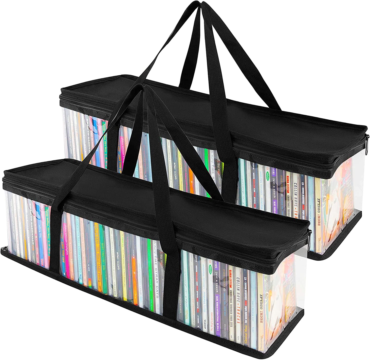CD Storage Bags (2 Pack) Transparent PVC Media Storage Water Resistant CD Holder Case with