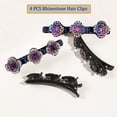 thumbnail image 4 of 4 pinzas para el pelo de cama con piedra de cristal brillante, trébol de cuatro hojas, horquilla picada, clip de pico de pato con 3 clips pequeños, pinza para el pelo de cama con diamantes de, 4 of 6