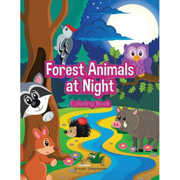 Forest Animals at Night Coloring Book (Paperback)