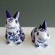 thumbnail image 1 of Decoración de conejo de cerámica, mueble de TV creativo para coche, decoración de sala de estar, decoración de dormitorio para el hogar de porcelana azul y blanca, 1 of 5