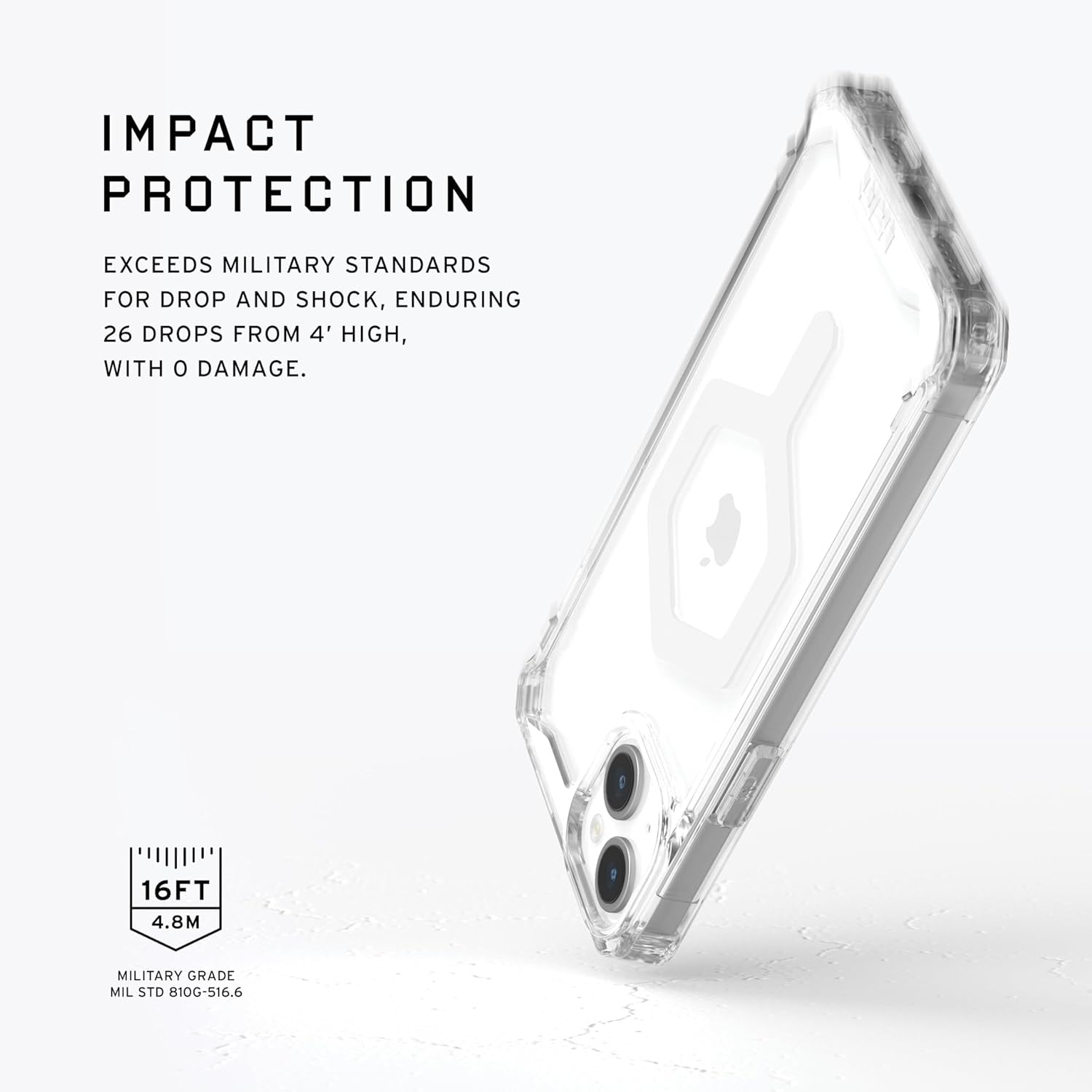 UAG iPhone 15 Case 6.1" Plyo Ice/White Built-in Magnet Compatible with MagSafe Charging Rugged Anti-Yellowing Transparent Clear Dropproof Protective Cover by URBAN ARMOR GEAR