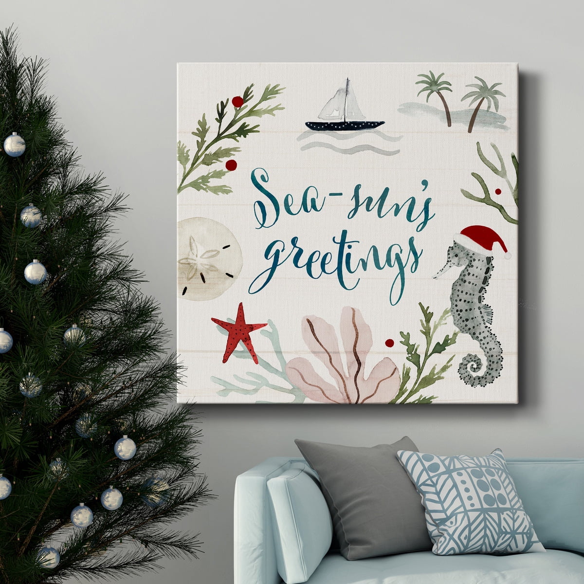 Christmas Cats and Dogs IV - Premium Gallery Wrapped Canvas - Ready to Hang