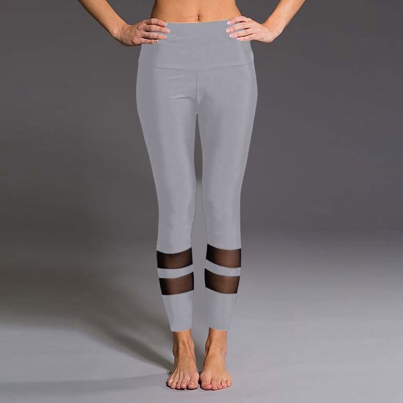 Mceream Sheer Mesh Lace Leggings for Women High Waist Tummy Control Workout Yoga Pants Stretch Athletic Joggers Leggings Plus Size Pantalones Para Yoga Mujer Gray M