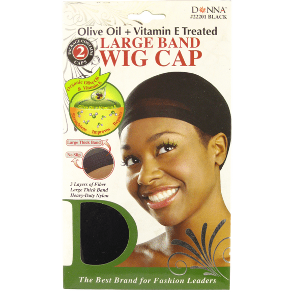 Donna Olive Oil & Vitamin E Treated Large Band Wig Cap - Black