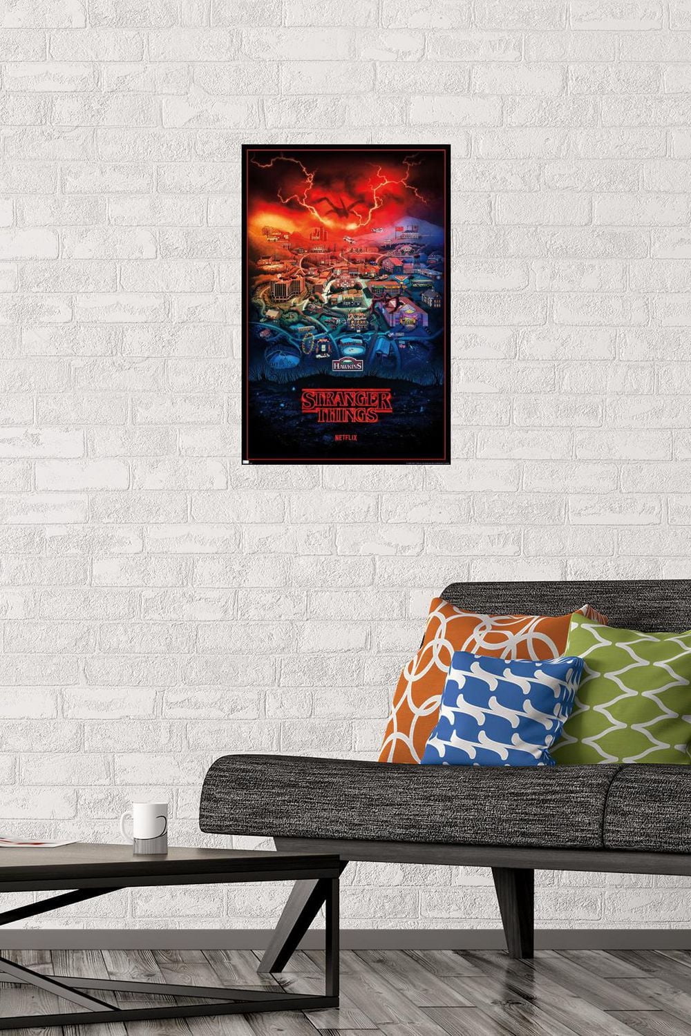 Netflix Stranger Things: Season 4 – Hawkins, Indiana 22.375" x 34" Wall Poster with Beechwood Magnetic Frame, by Trends International