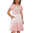 thumbnail image 4 of Uourmeti Cat Kids Dresses Summer Short Sleeve Crew Neck Knee-Length A-Line Dress with Pockets Cute Swing Dresses for 9-10 Years Girls, 4 of 6