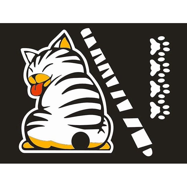 Funny Cute Cartoon Cat Shape Windshield Wiper Reflective Sticker with Its Tail in the Windshield Wiper