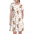 thumbnail image 1 of Bixox Robe d'Été à Manches Courtes pour Femmes Robe Ample Longueur Genou avec Poches-Chute Écureuil, 1 of 7