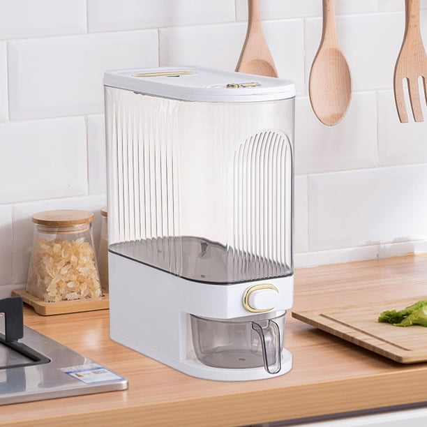 Contenedores herméticos de almacenamiento de cereales con taza, organización de cocina, contenedor dispensador de arroz de encimera para el hogar de Soledad Contenedor dispensador de arroz